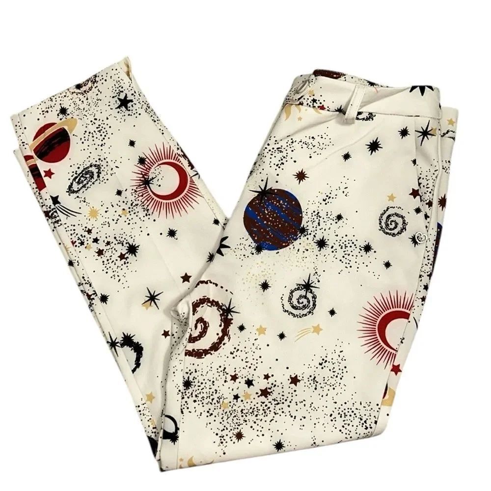 Please Printed Ankle Length Dress Pants(Size Small)